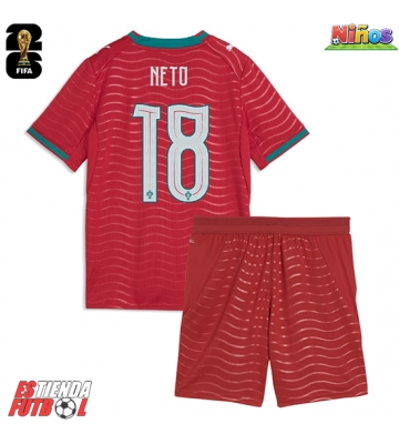 Portugal Pedro Neto #18 Primera Equipación Niños Mundial 2026 Manga Corta (+ Pantalones cortos)